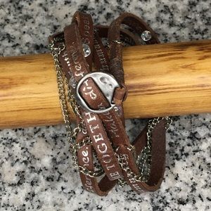 Humanity for All Brown Leather Wrap w/ Chain